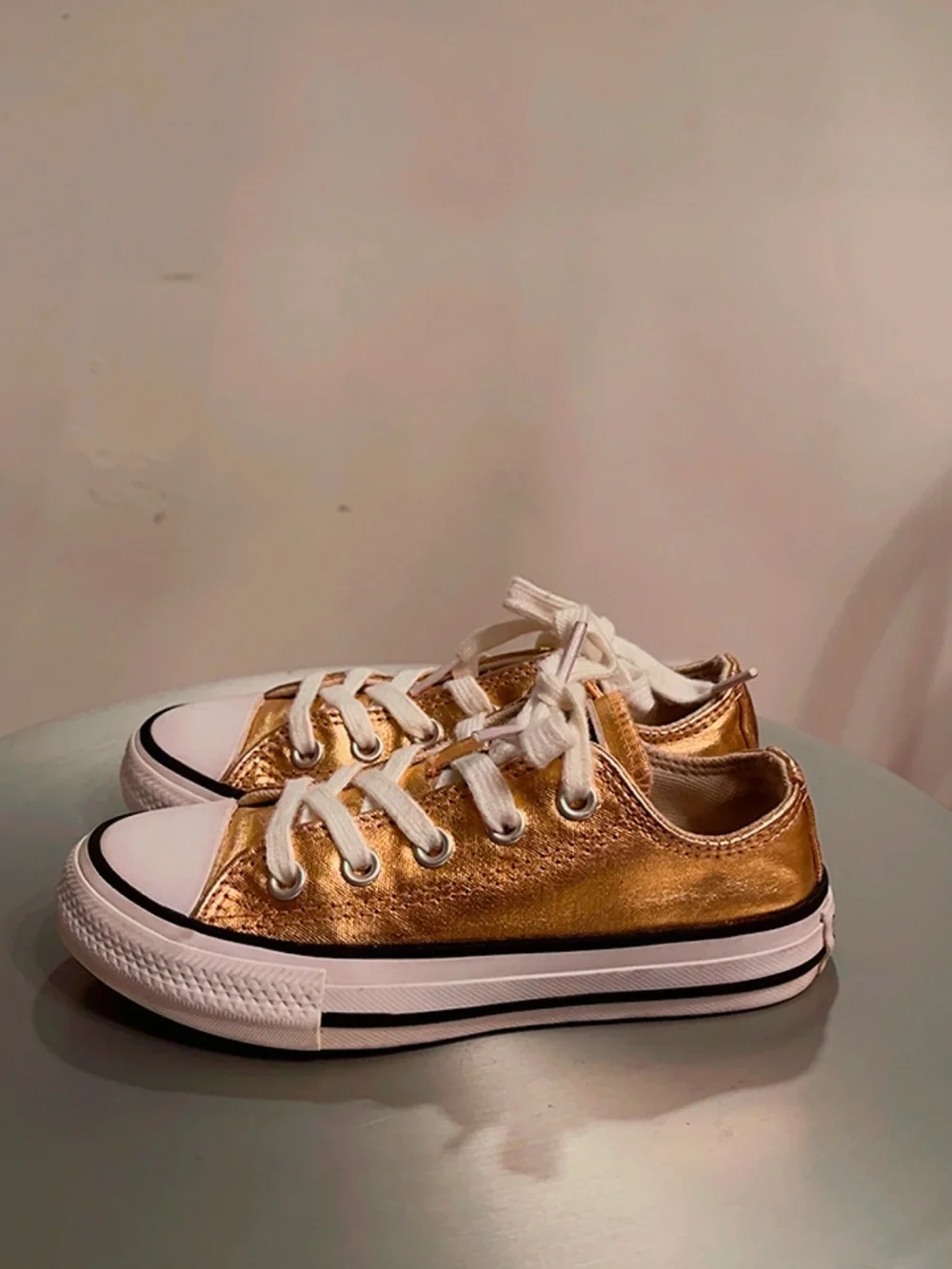 Converse Chuck Taylor All Star Metallic Gold Low Top Sneakers Youth Size 11
